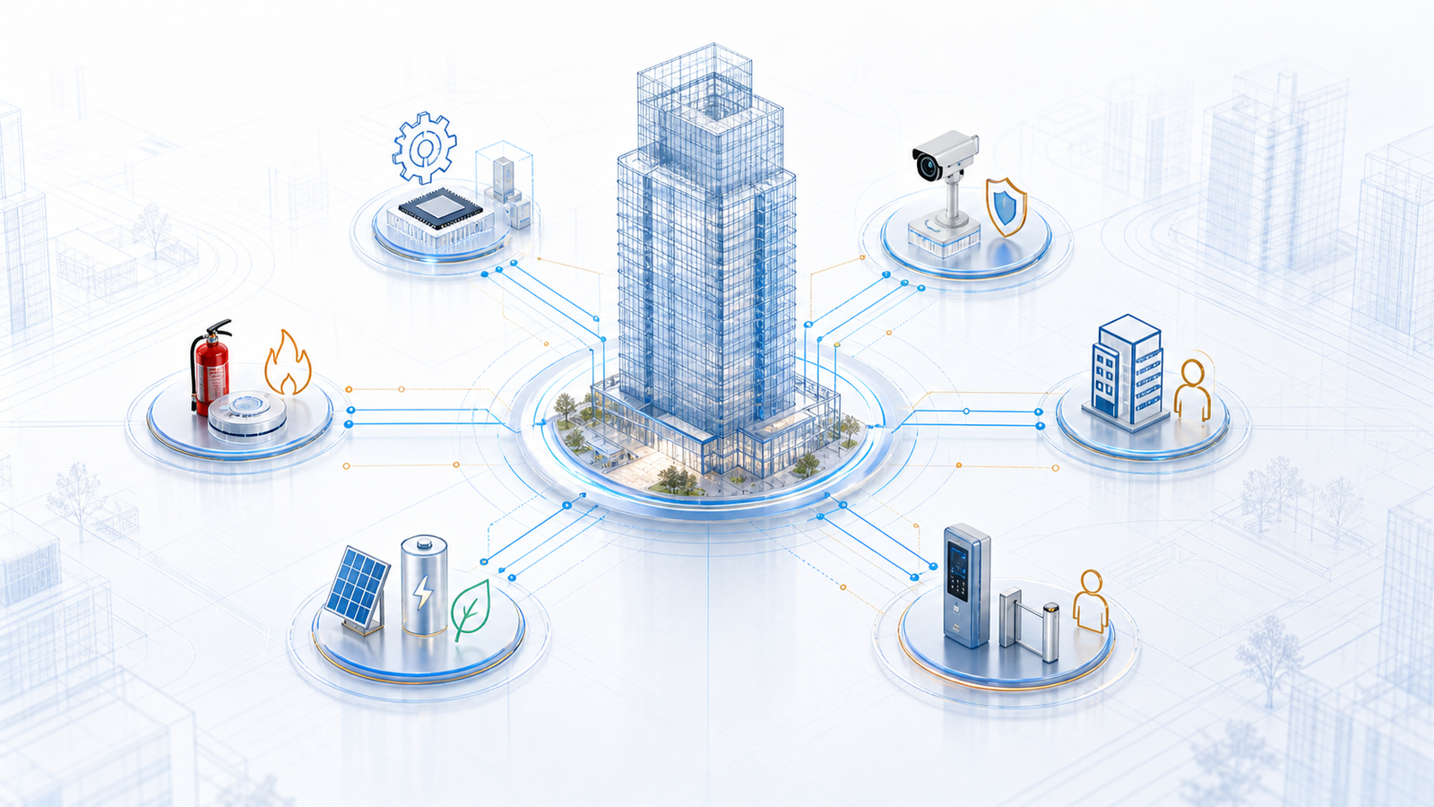 IoT 设备中台与数字孪生驾驶舱：楼宇多系统统一接入示意
